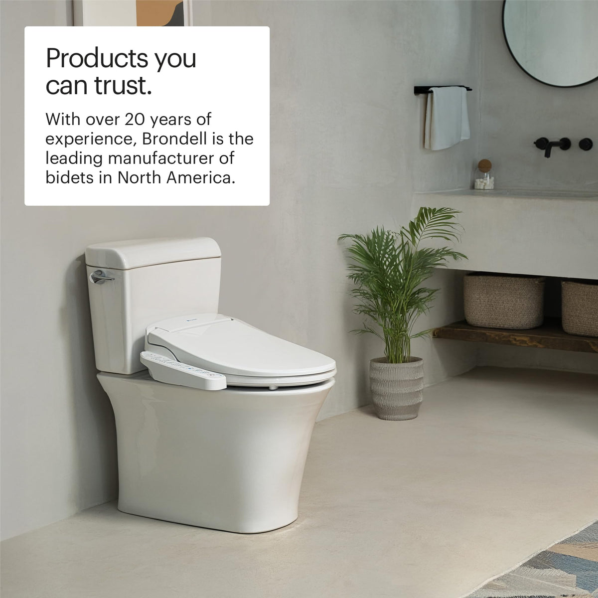 Brondell SE400-EW side-arm control keeps settings within reach.