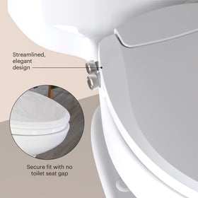 Included long hose enables warm water wash in Brondell EcoSeat 102.