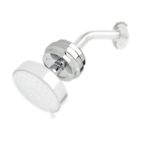 Brondell VivaSpring compact shower filter in polished chrome for improved water quality.