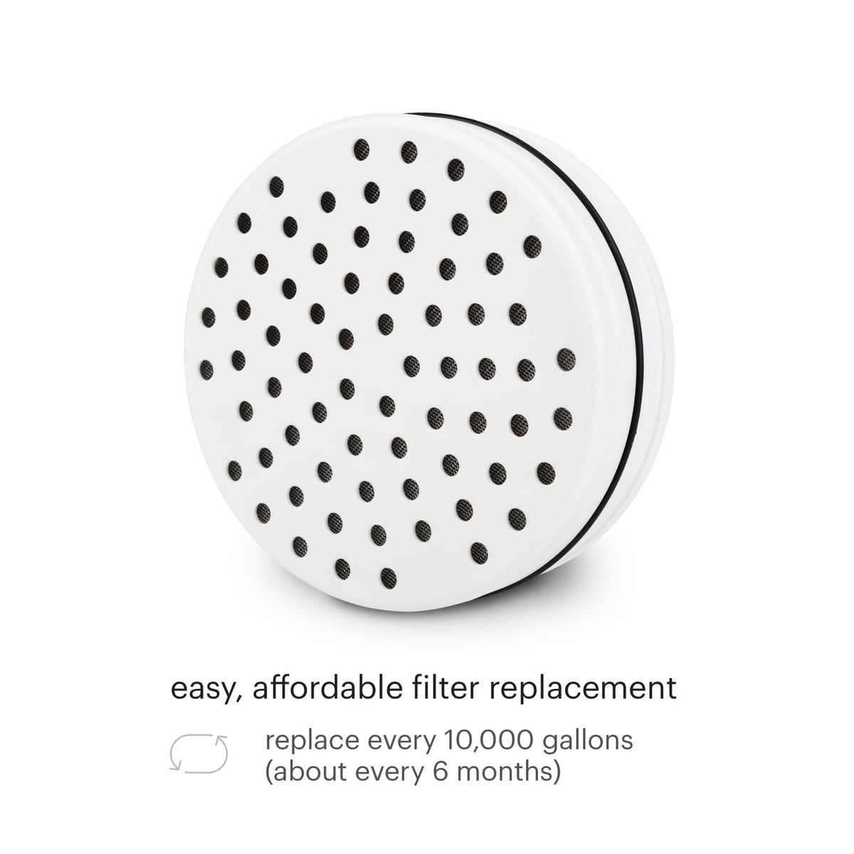 Close-up of Brondell VivaSpring FF-15 filtration media reducing impurities