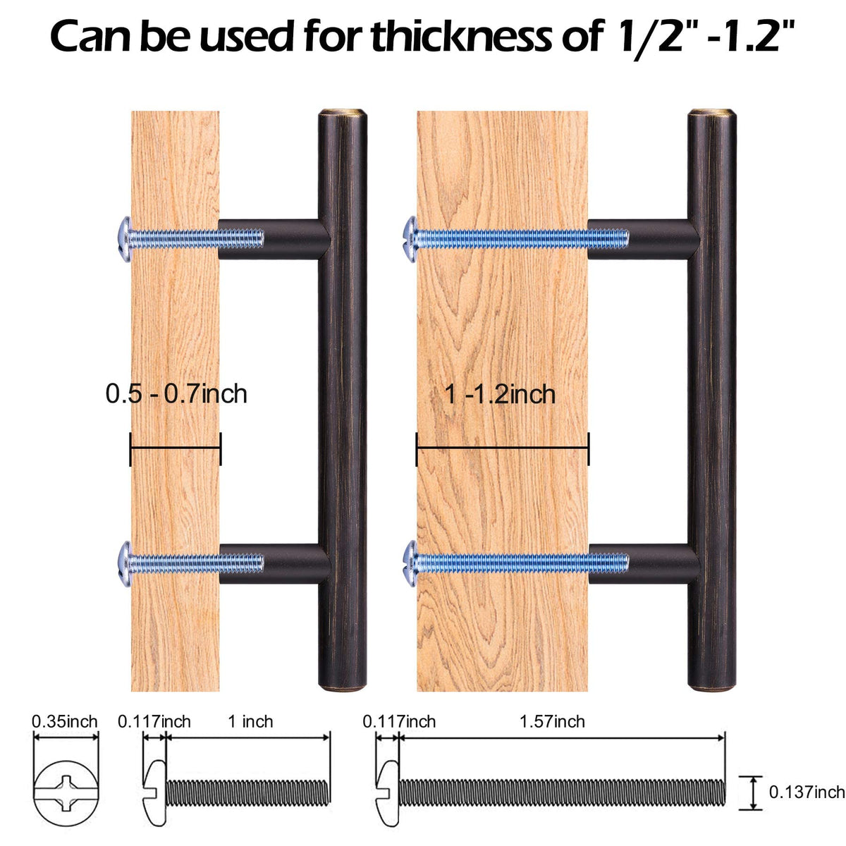 BRONZEHOMM one-half-inch diameter pulls with comfortable grip