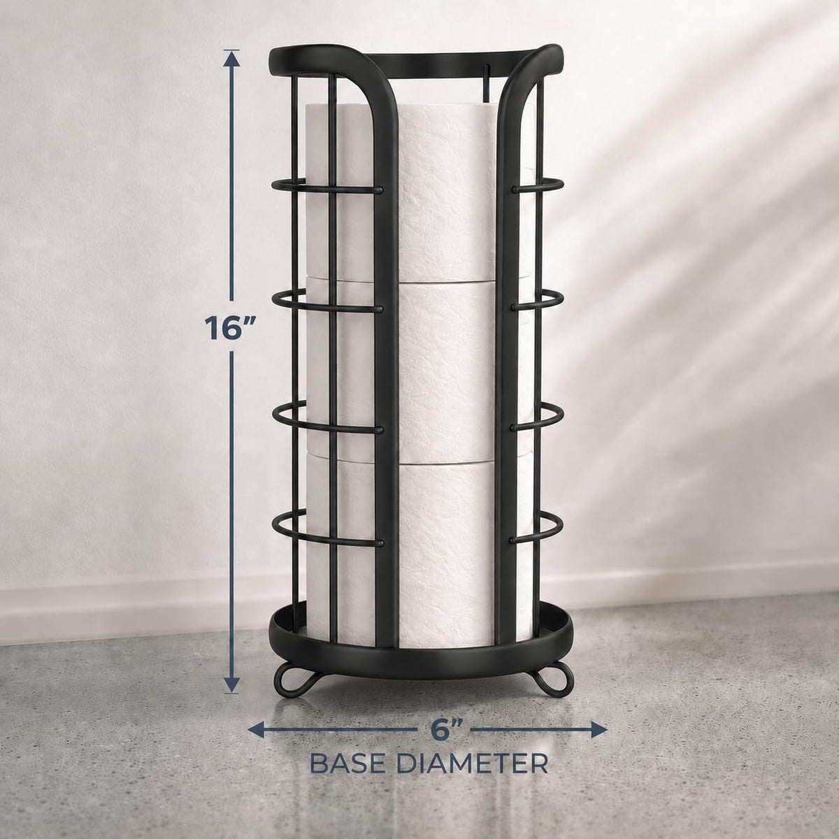 Brookstone black finish toilet paper holder adds modern elegance to any bathroom