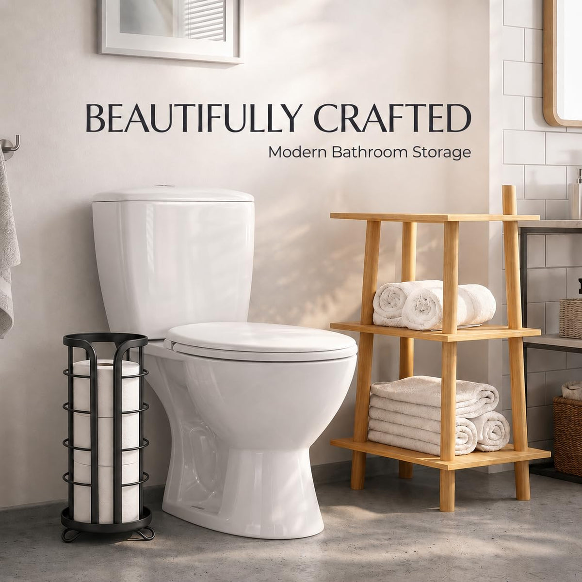 Brookstone open-top easy-fill design simplifies restocking toilet paper