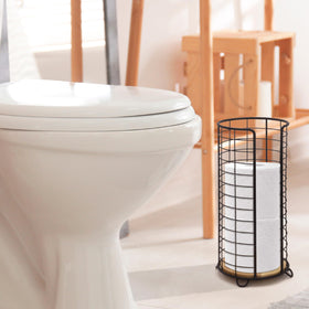 Brookstone space-saving design fits neatly beside the toilet.