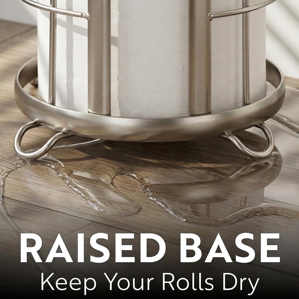 Brookstone nickel-finish holder adds a modern touch to bathrooms.