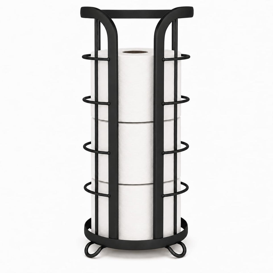 Brookstone toilet paper holder stand storage with organized extra rolls