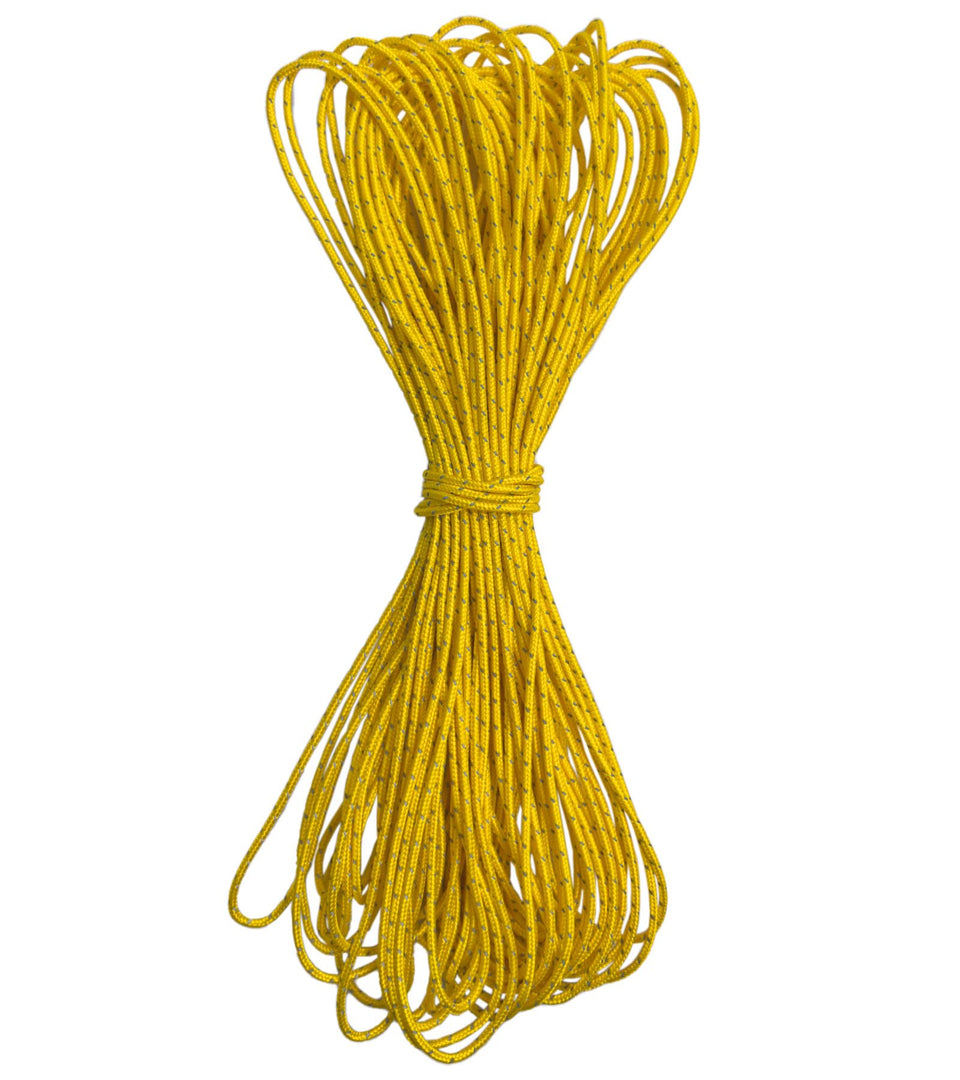 Brother Yixiu Dyneema reflective rope 2mm coiled close-up shows durability and visibility