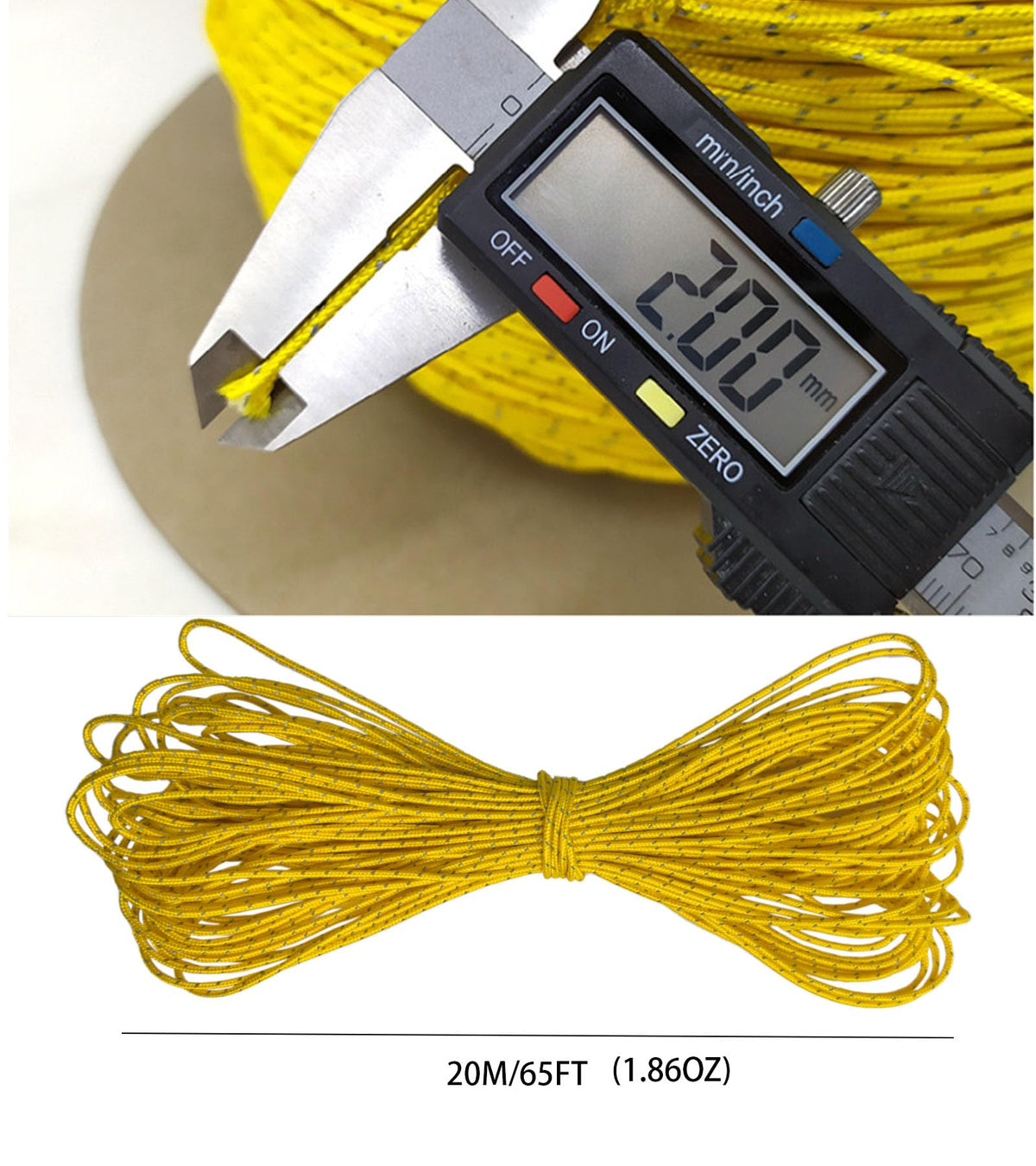 Brother Yixiu Dyneema reflective rope 2mm on tent ridge line for secure setup