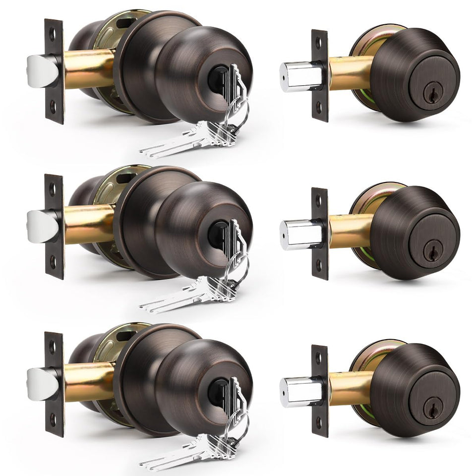 Brotima 3-pack entry door lockset exterior view shows secure front door hardware.