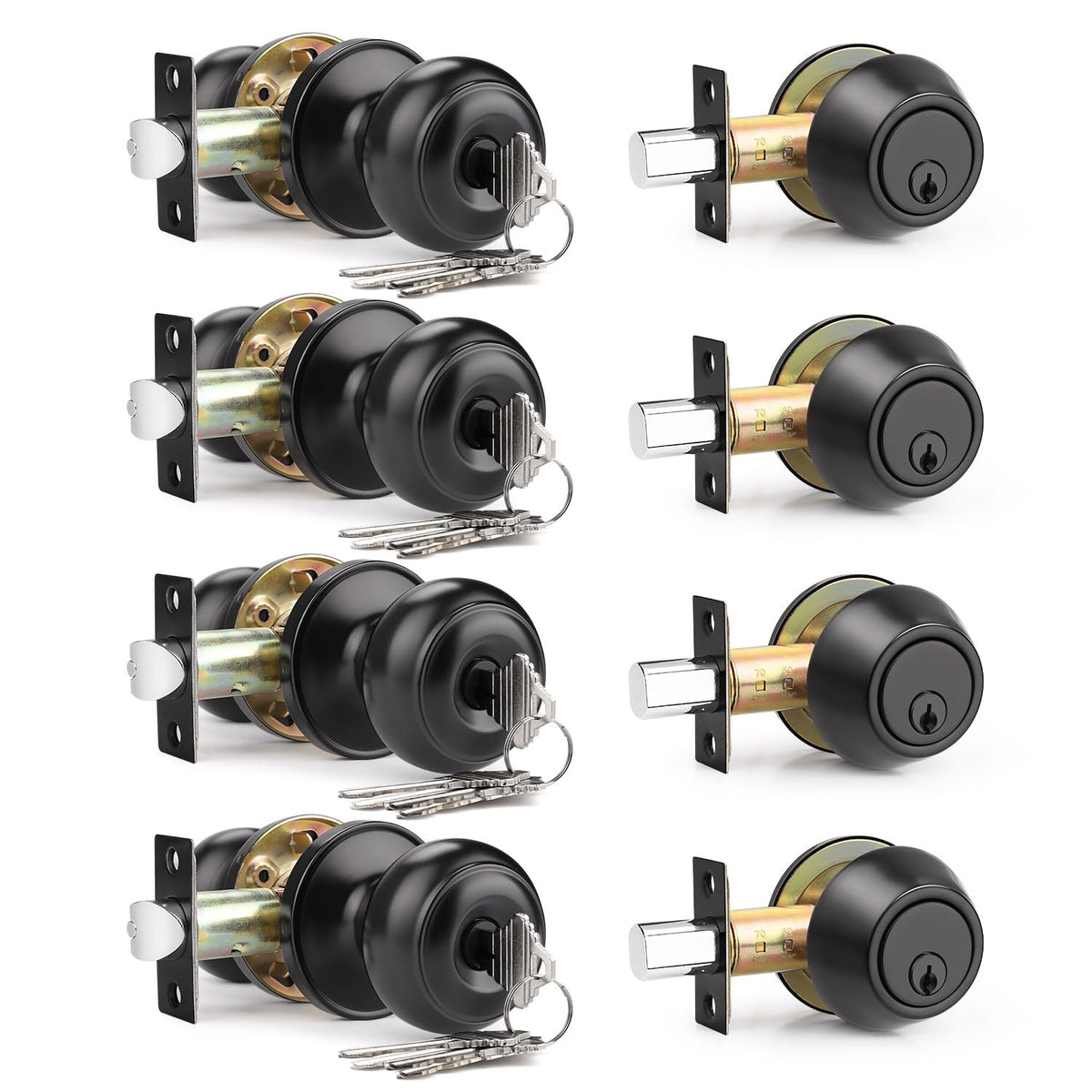 Brotima four-pack keyed-alike front door lockset in matte black simplifies access across doors