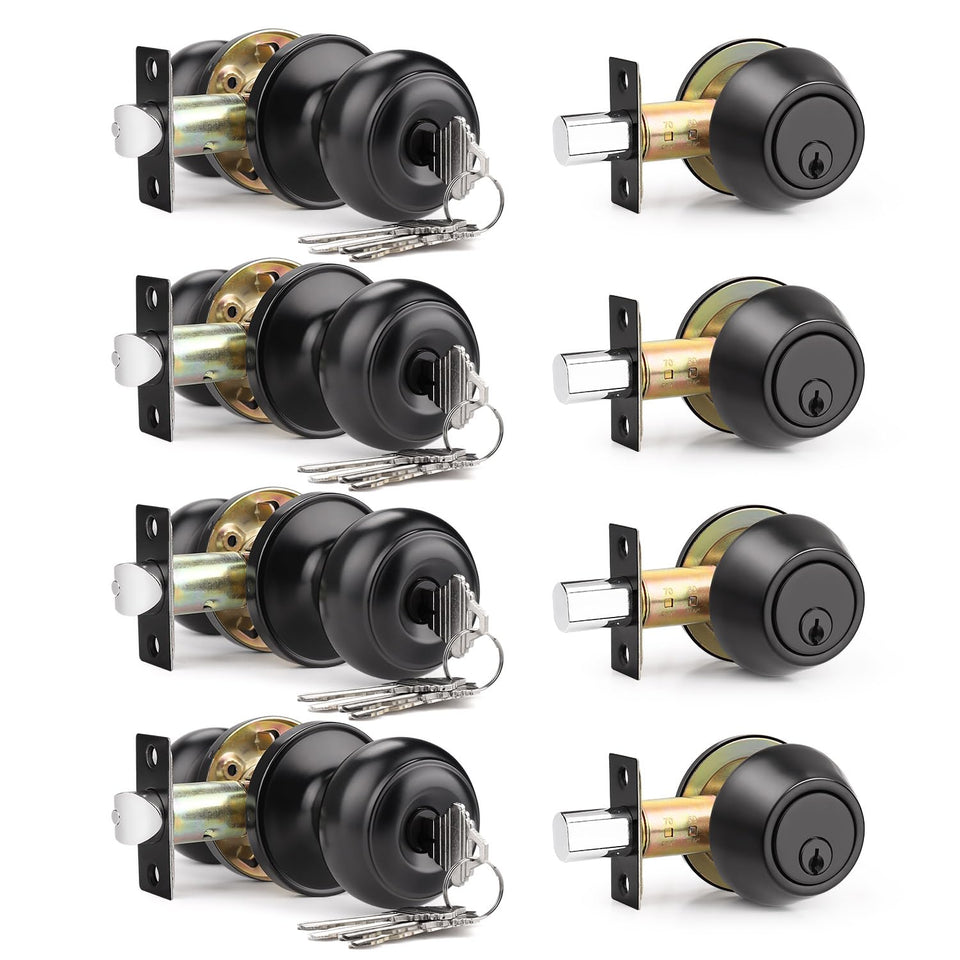 Brotima four-pack keyed-alike front door lockset in matte black simplifies access across doors