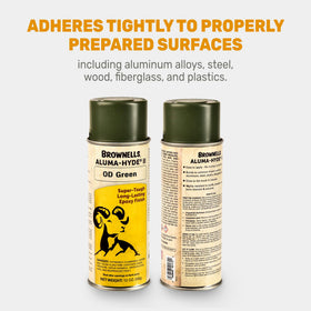 Brownells Aluma-Hyde II OD Green coating application on firearm components.