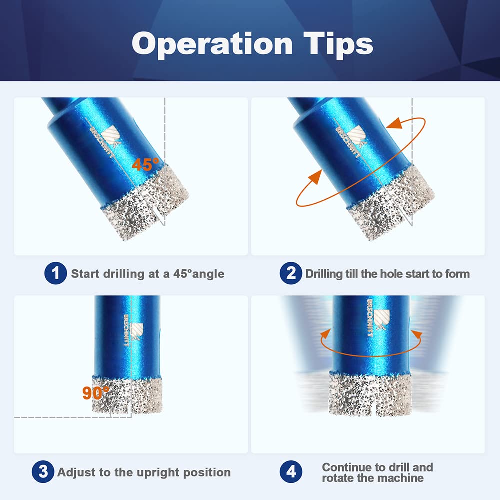 BRSCHNITT core drill bit cutting granite and marble for solid holes.