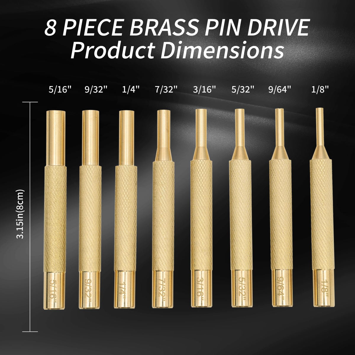 BRSUNAVOM brass punch 1-8 inch diameter for accurate pin driving in metal or wood.