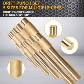 BRSUNAVOM brass punch set 1/2 inch with grippy knurling