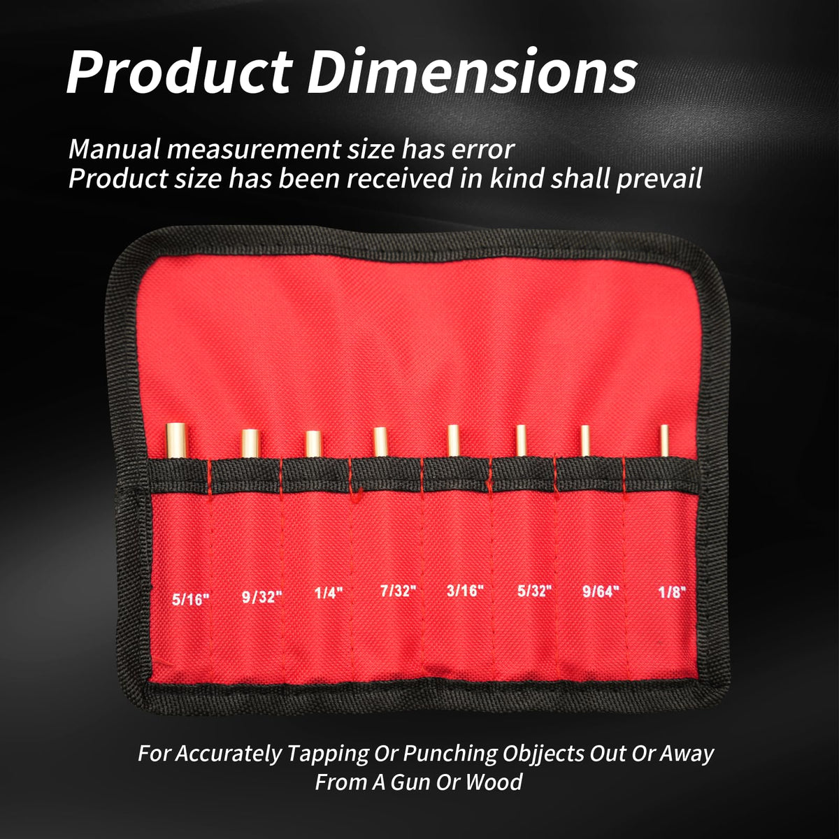 BRSUNAVOM brass punch set stored in red pouch for organized workshop use.