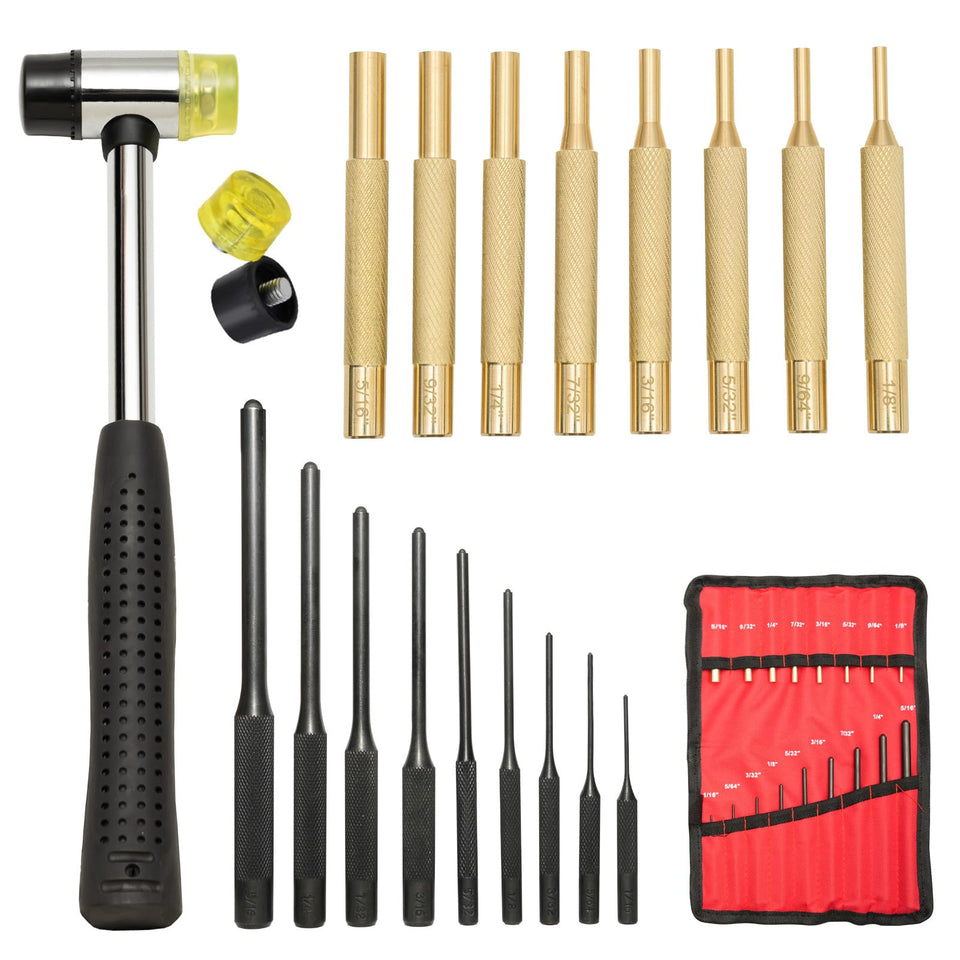 BRSUNAVOM steel pin punches with knurled handles for precise tapping on wood and metal.
