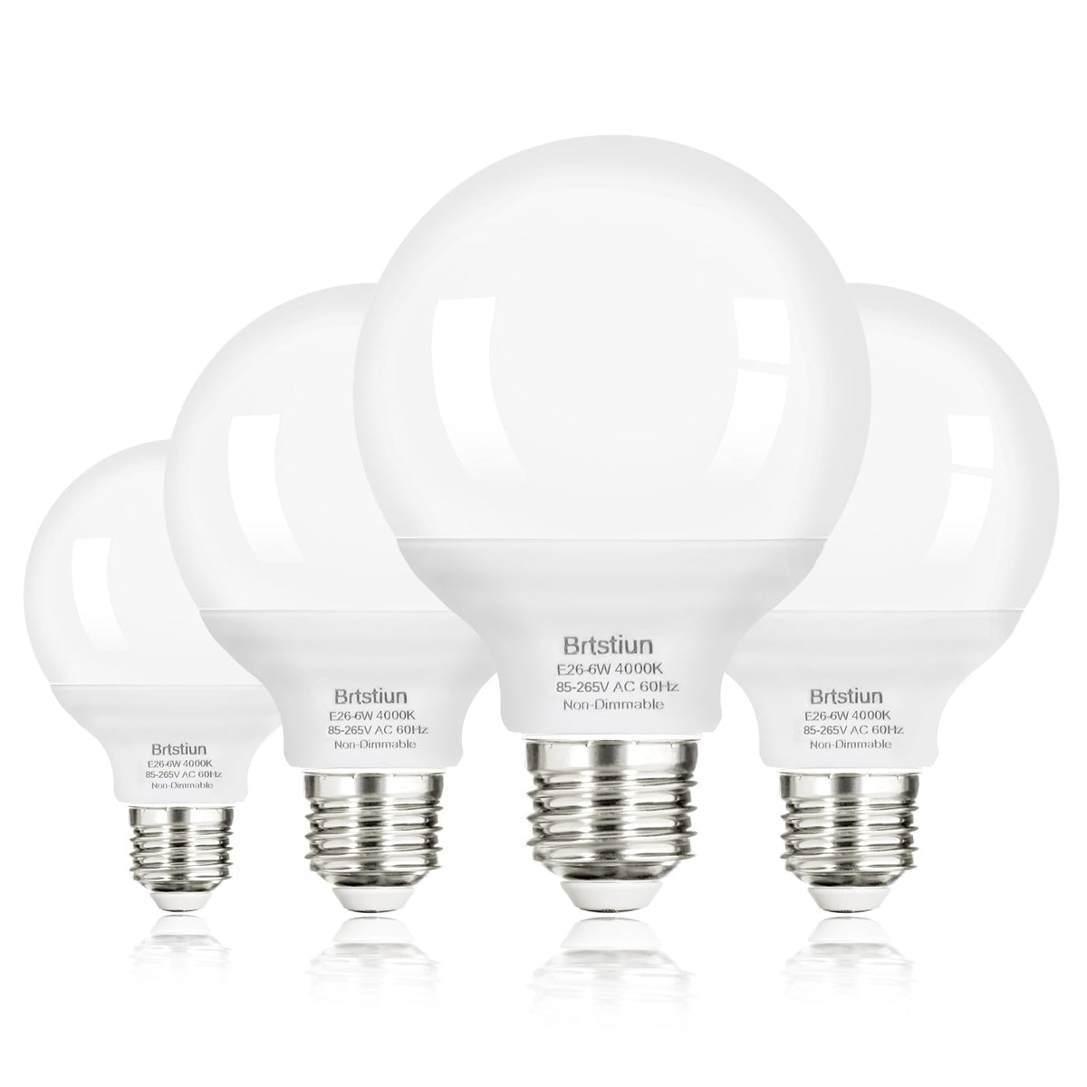 Brtstiun G25 bulbs front view with compact globe for efficient vanity lighting.