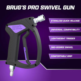 Brug's Pro Swivel Gun V2.0 360-degree swivel prevents hose tangles during use