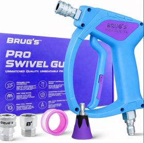 Brug's Pro Swivel Gun V2.0 front view of stainless steel body for durability
