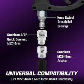 Brug's Pro Swivel Gun V2.0 rinsing nozzle included for safe high-flow rinsing