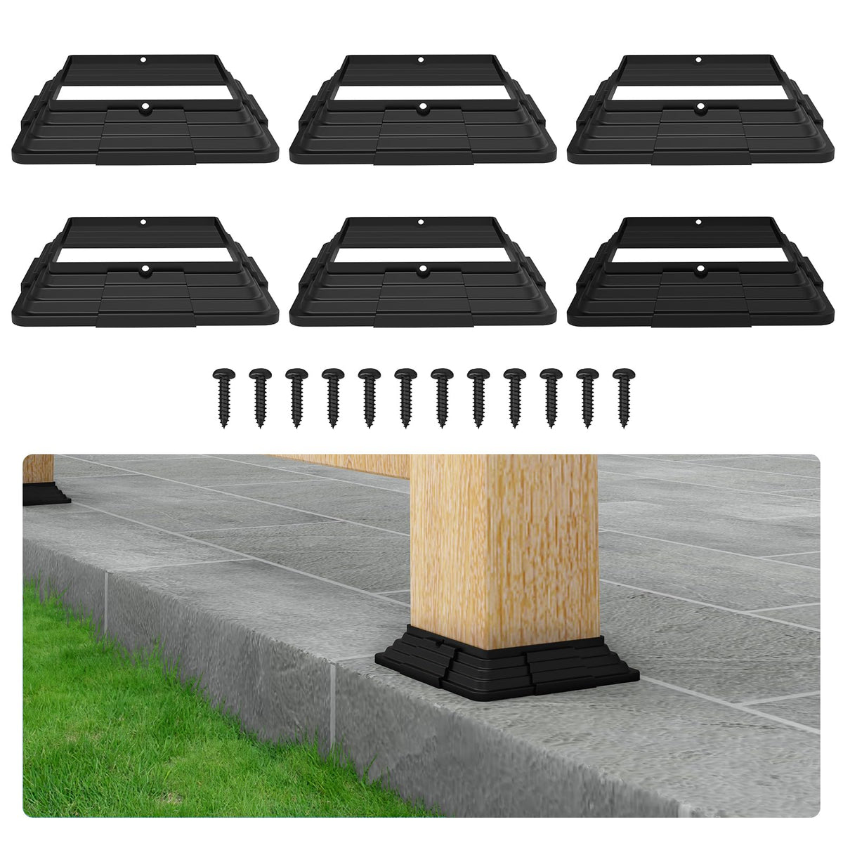 Bruwaa six-pack post base cover 4x4 front view protects outdoor posts with durable vinyl