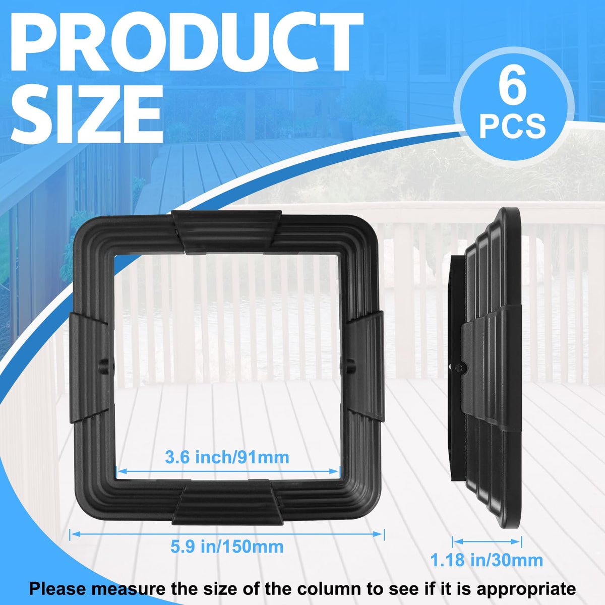 Bruwaa post base cover side profile demonstrates seamless fit for 4x4 posts