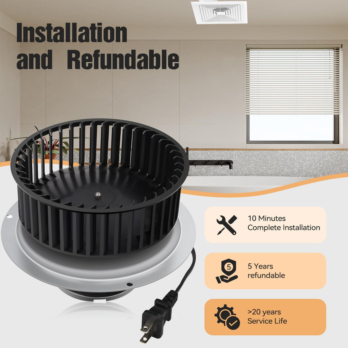 Brvclon Nutone motor delivers 110 CFM of airflow with low noise