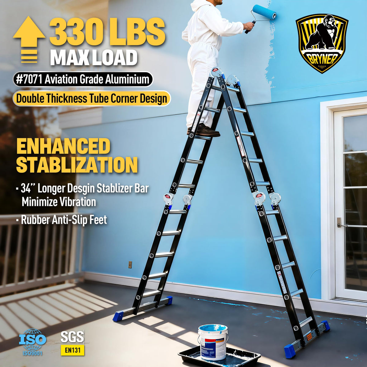 Bryner Step Folding Ladder in 7-in-1 configurations for versatile jobs.