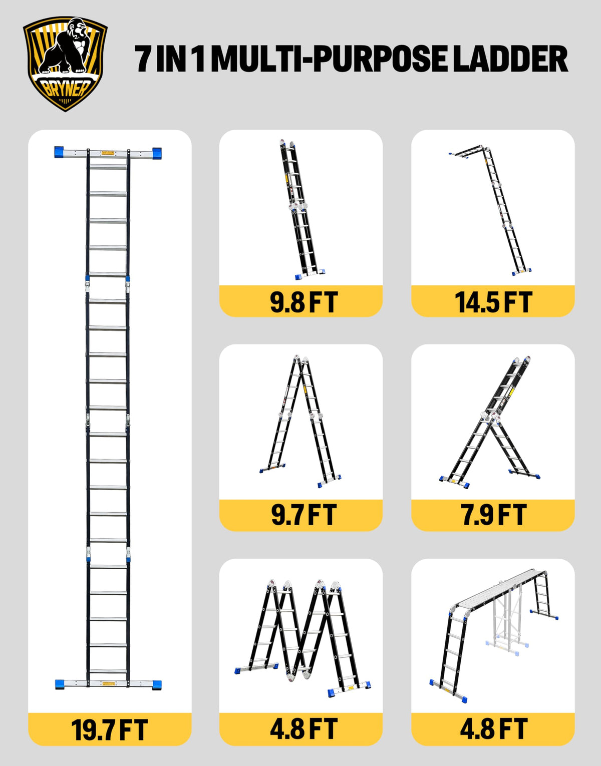 Bryner Step Folding Ladder with safety joints for quick setup.