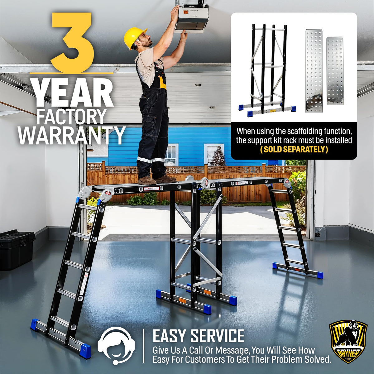 Bryner Step Folding Ladder ready for garage or work-site use.