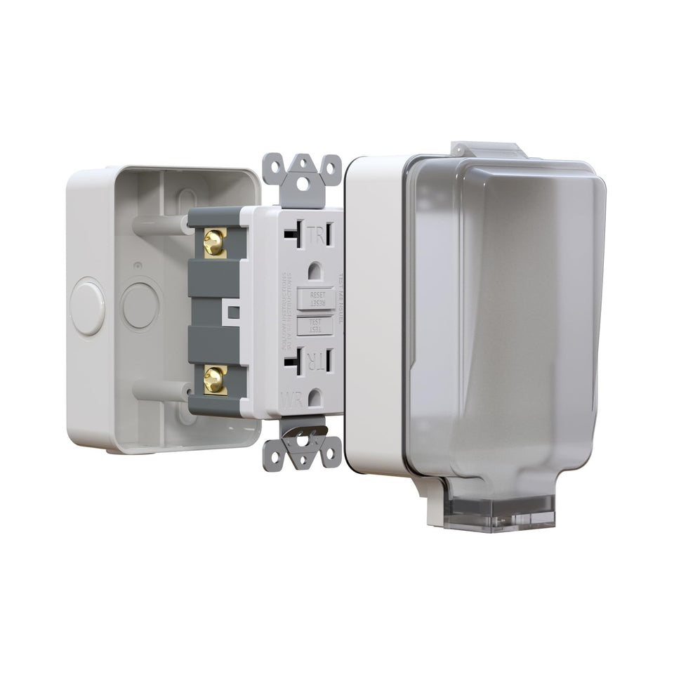 BSEED 20A GFCI outdoor outlet box front view for durable garden power