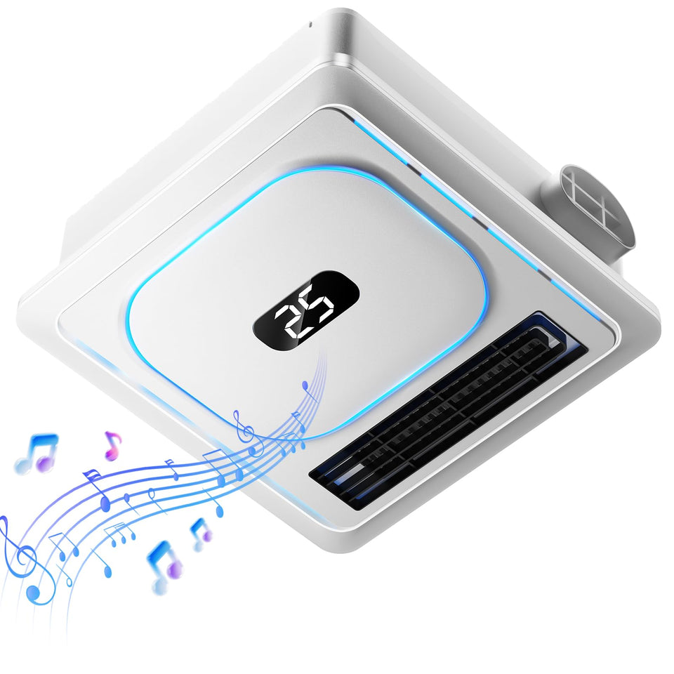 BSEED exhaust fan with Bluetooth speaker for in-bath entertainment.