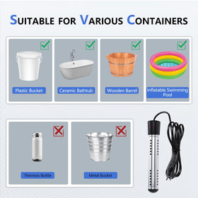 Heats up to five gallons for baths or foot soaks