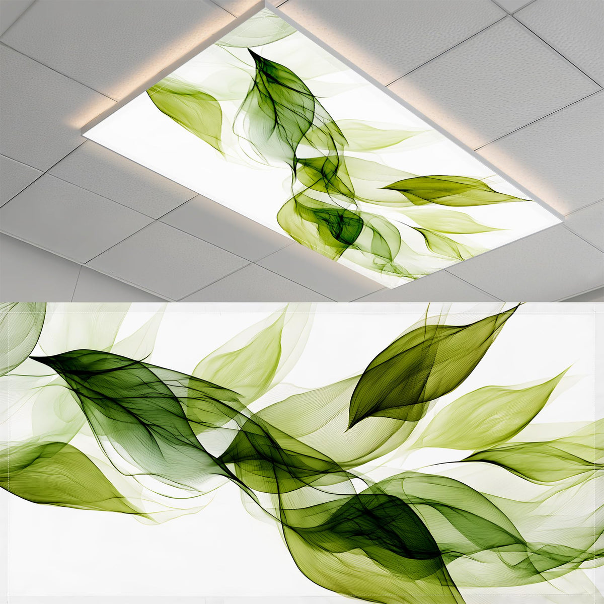 BSFHH fluorescent light cover with green leaves softens overhead lighting for classrooms