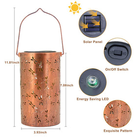 BSGlobal Dragonfly Solar Lantern on balcony railing, adds intricate metal detail.
