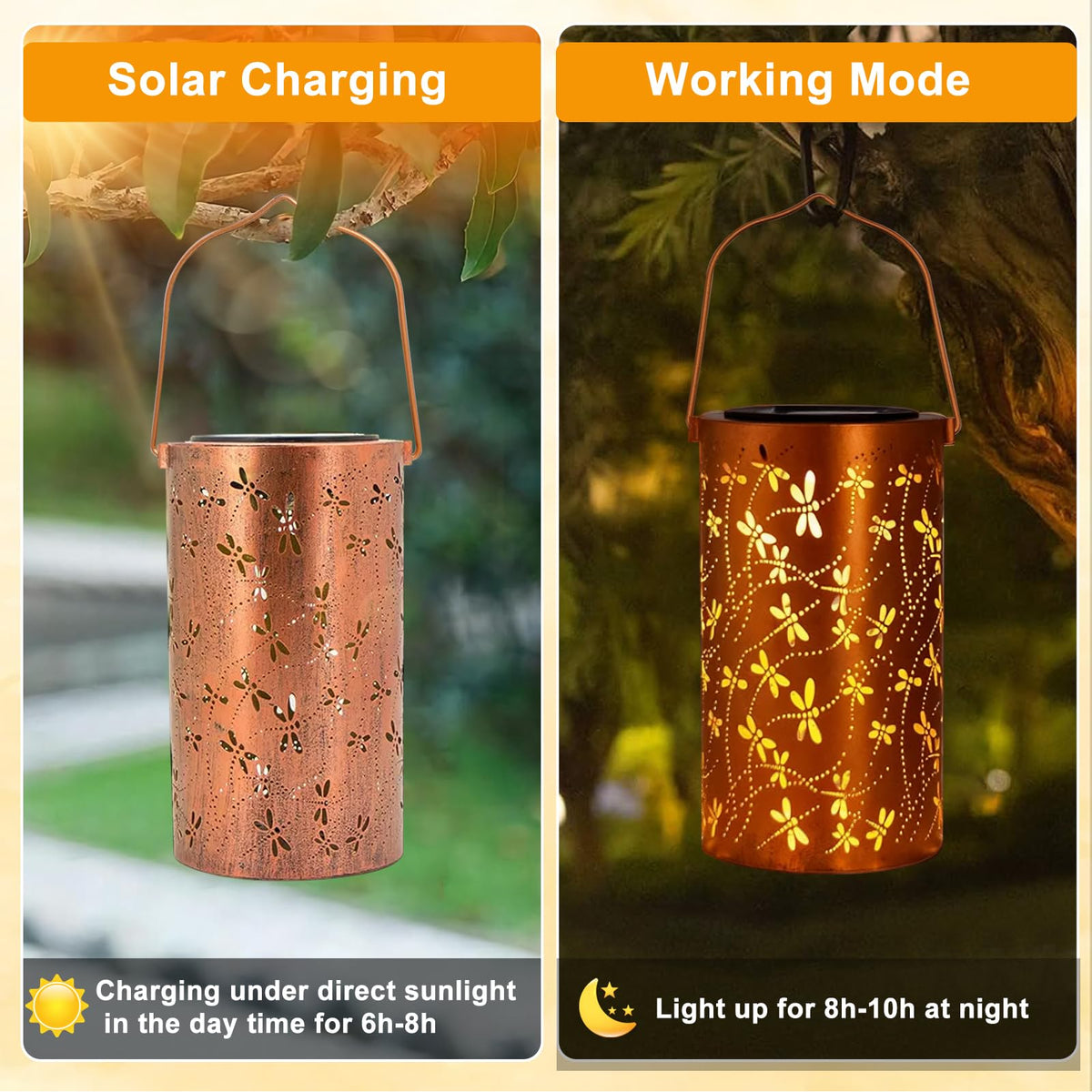 BSGlobal Dragonfly Solar Lantern along a garden path, guiding guests with soft light.
