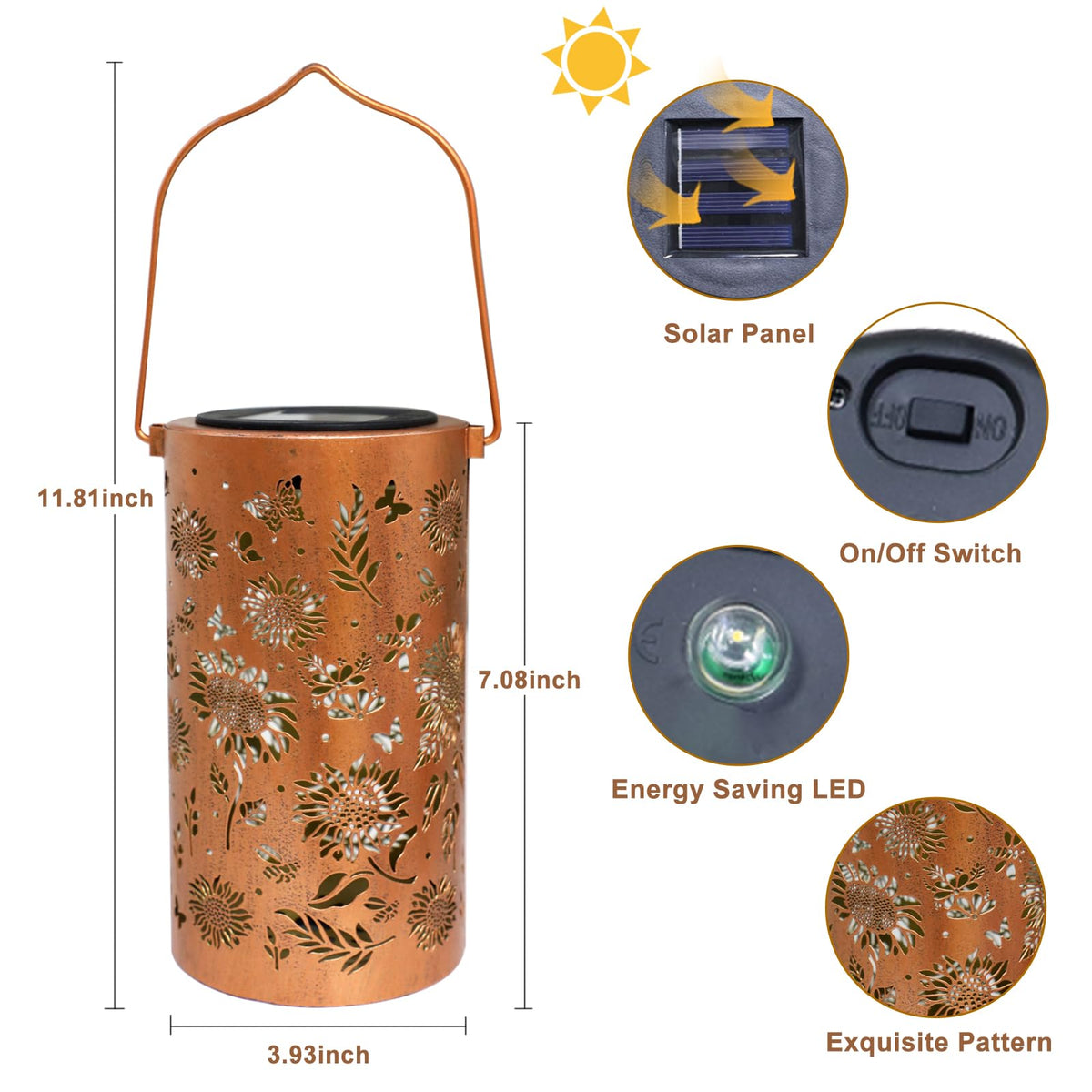 BSGlobal IP65 waterproof metal lantern withstands rain and snow.