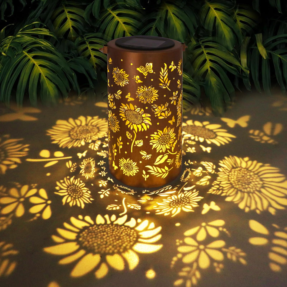 BSGlobal Sunflower Solar Lantern hanging casts warm outdoor ambiance.