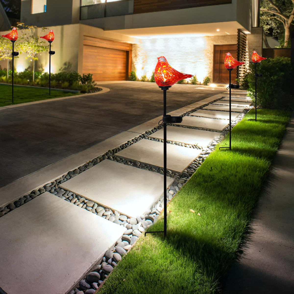 Bshine cardinal lights illuminate paths and courtyards with warm ambience