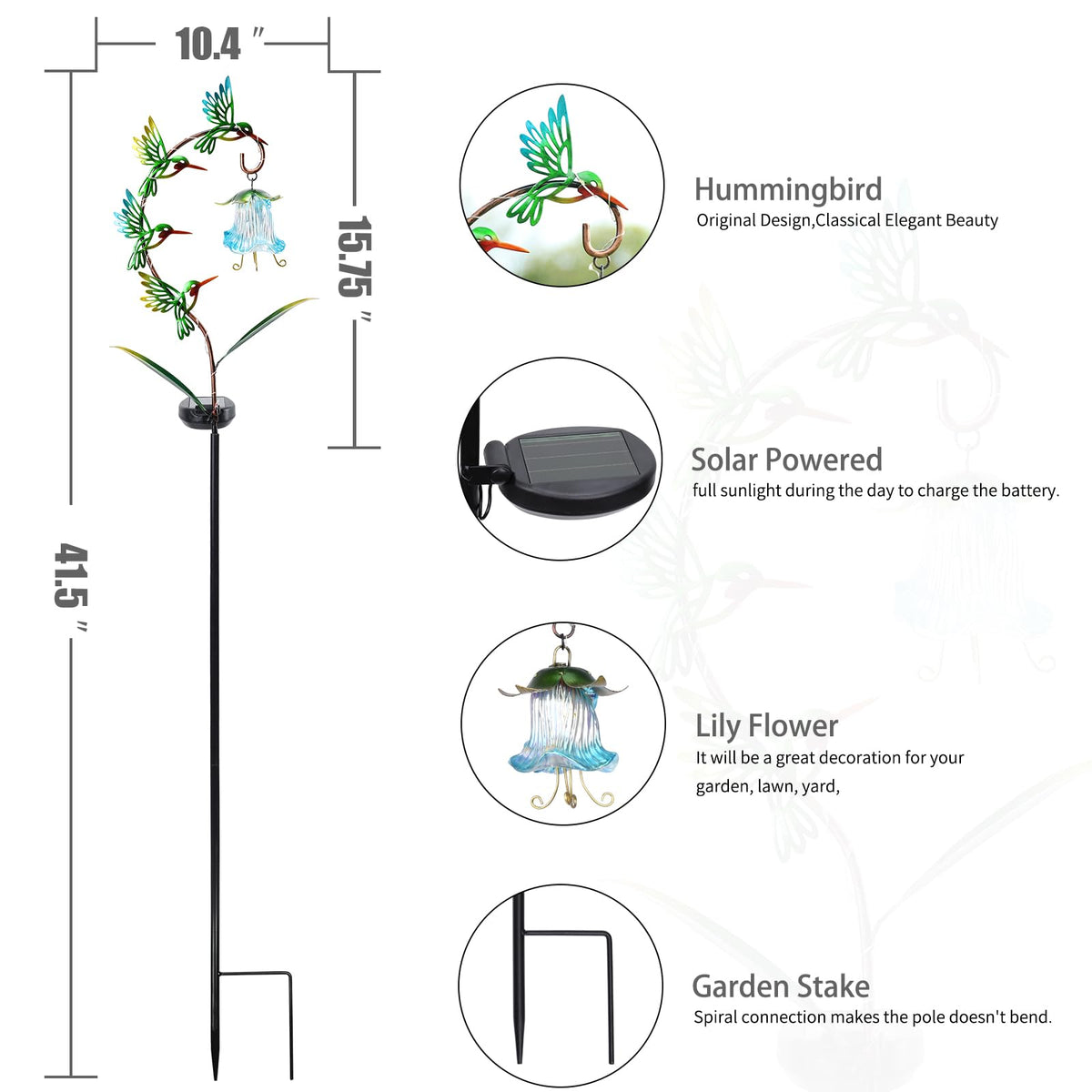 Bshine hummingbird lights easy-installation stake makes setup simple.