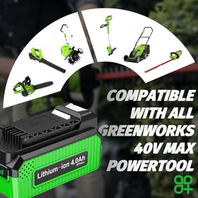 BSLITE 40V battery packaging with safety information and protection features.