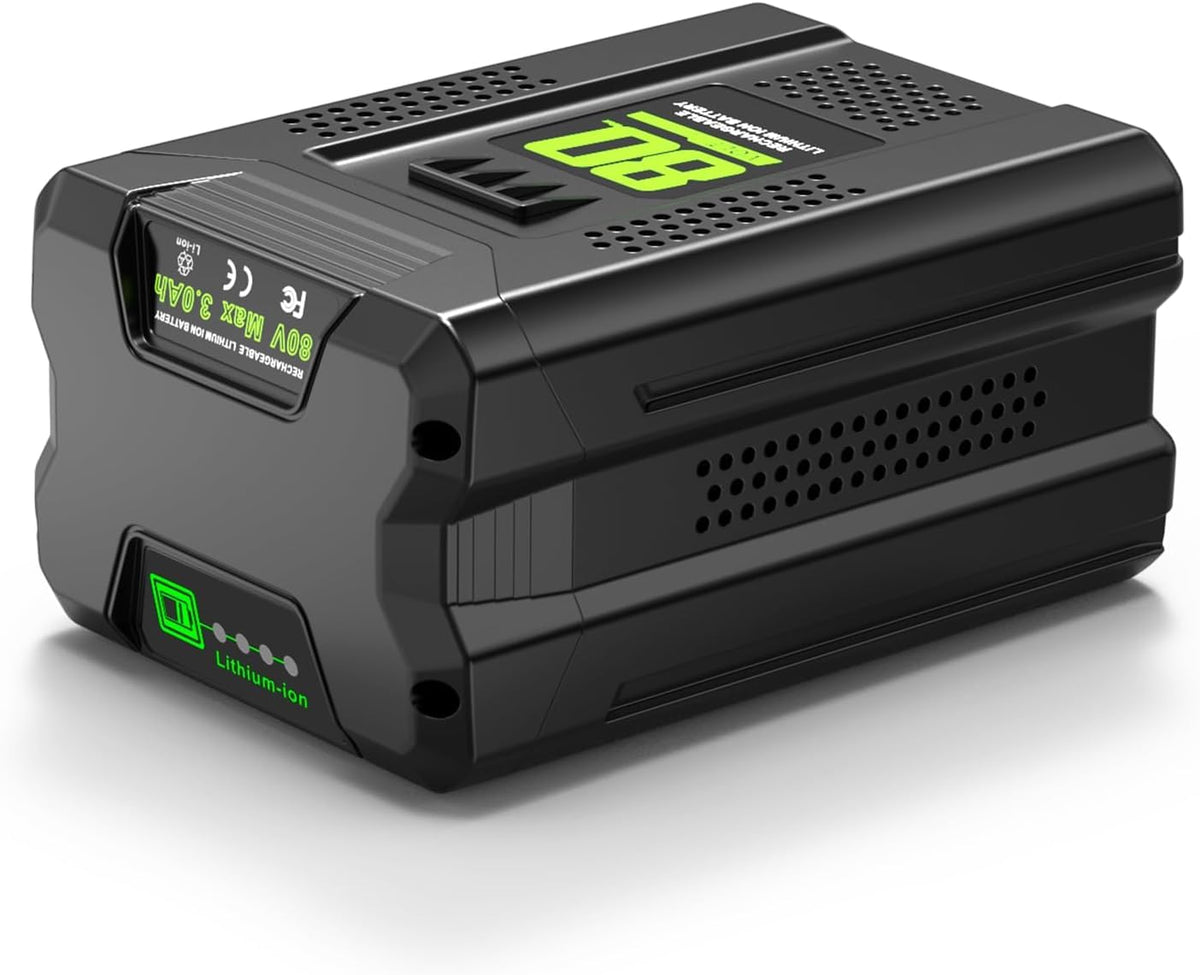 Bslite 80V battery front view with durable, high-capacity design for Greenworks.