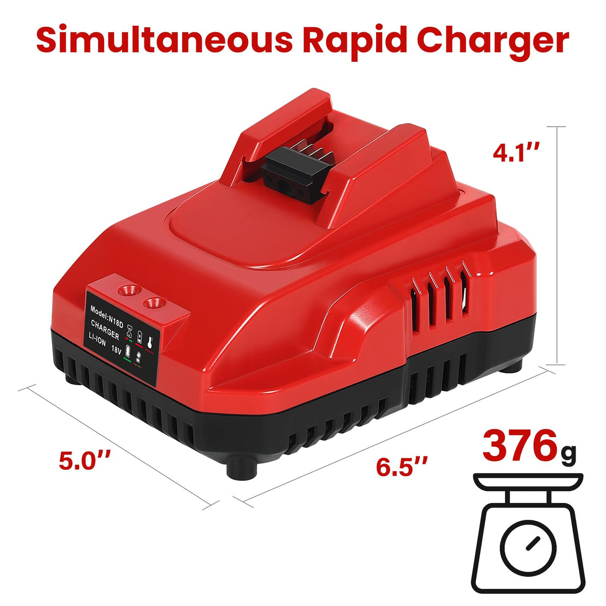 Bslite Rapid Charger Station compatibility label for Milwaukee 18V models.