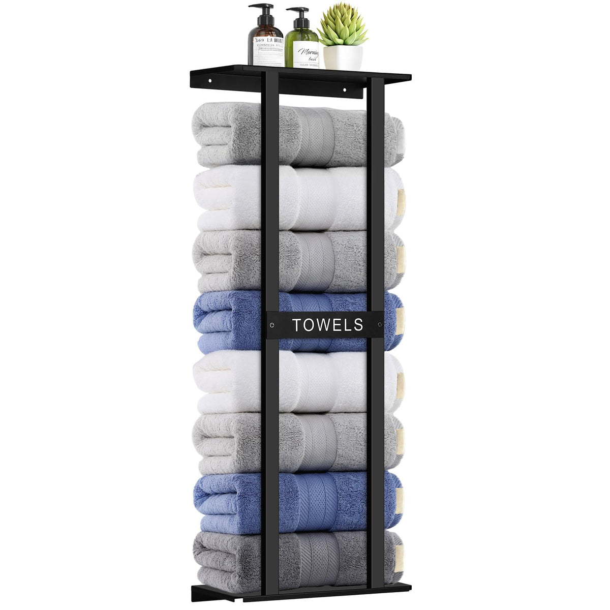 BSNBIC bathroom towel storage rack wall mounted saves space with six large towels capacity.