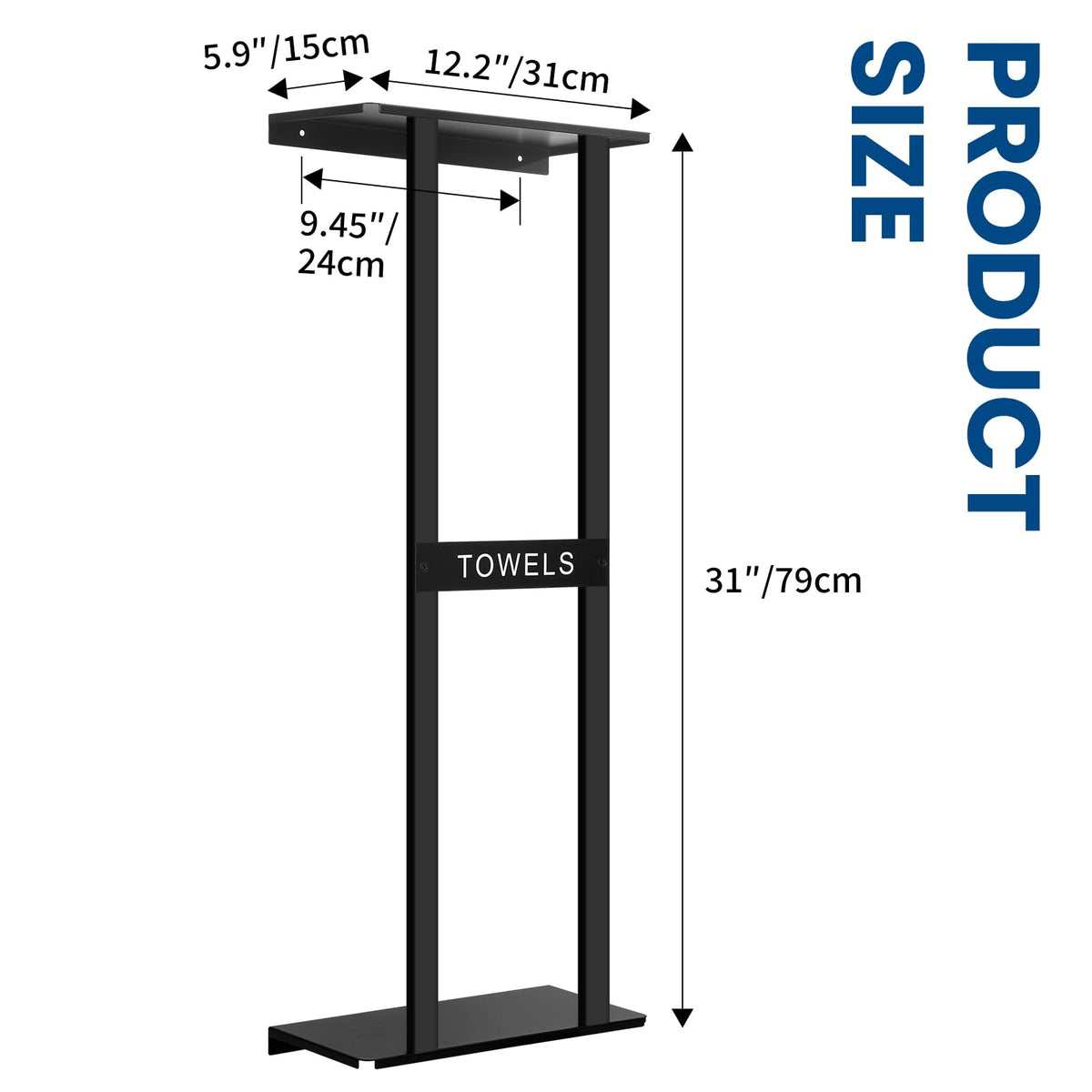 BSNBIC heavy-duty towel rack with black finish blends with modern bathrooms.
