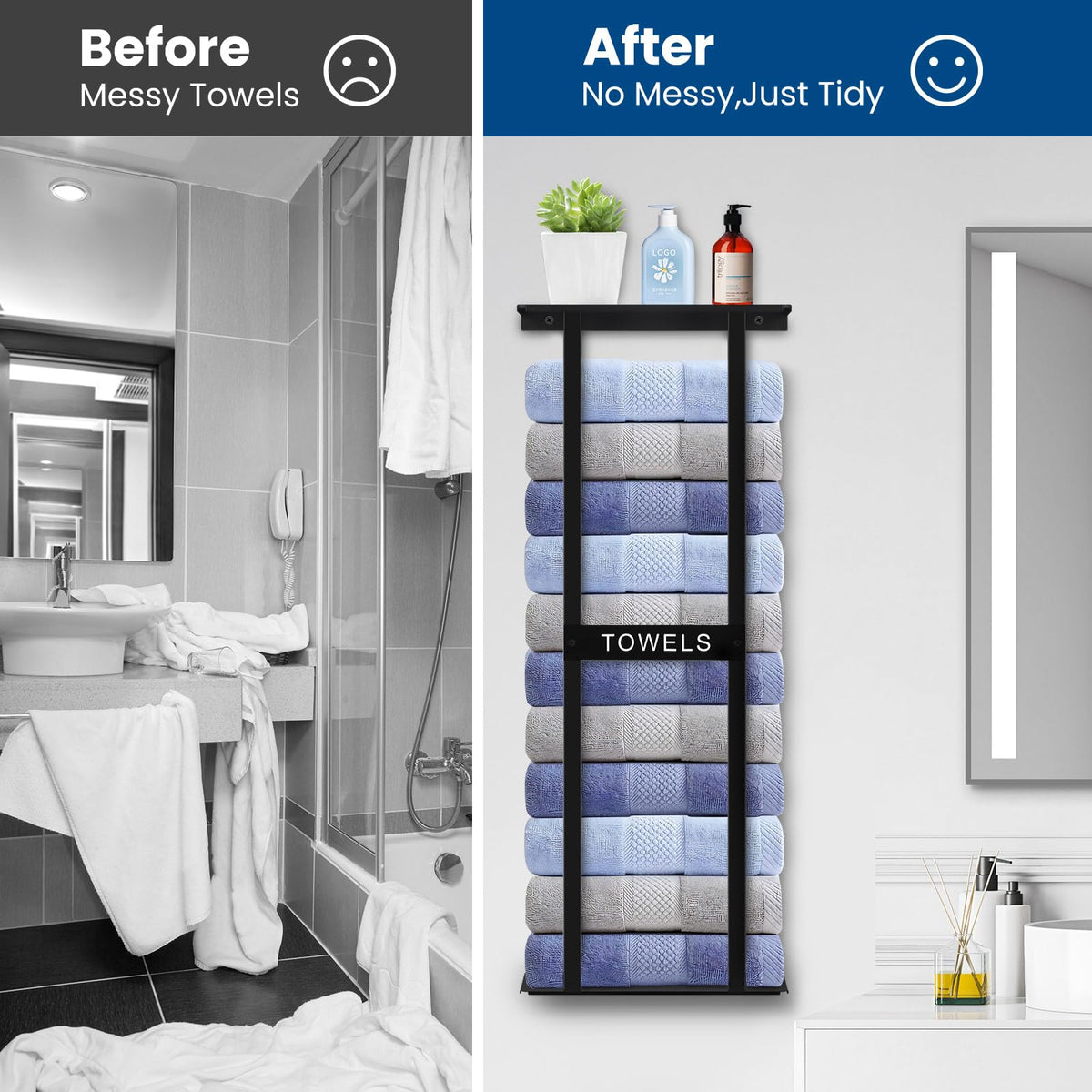 BSNBIC towel rack for rolled towels adds practical storage.