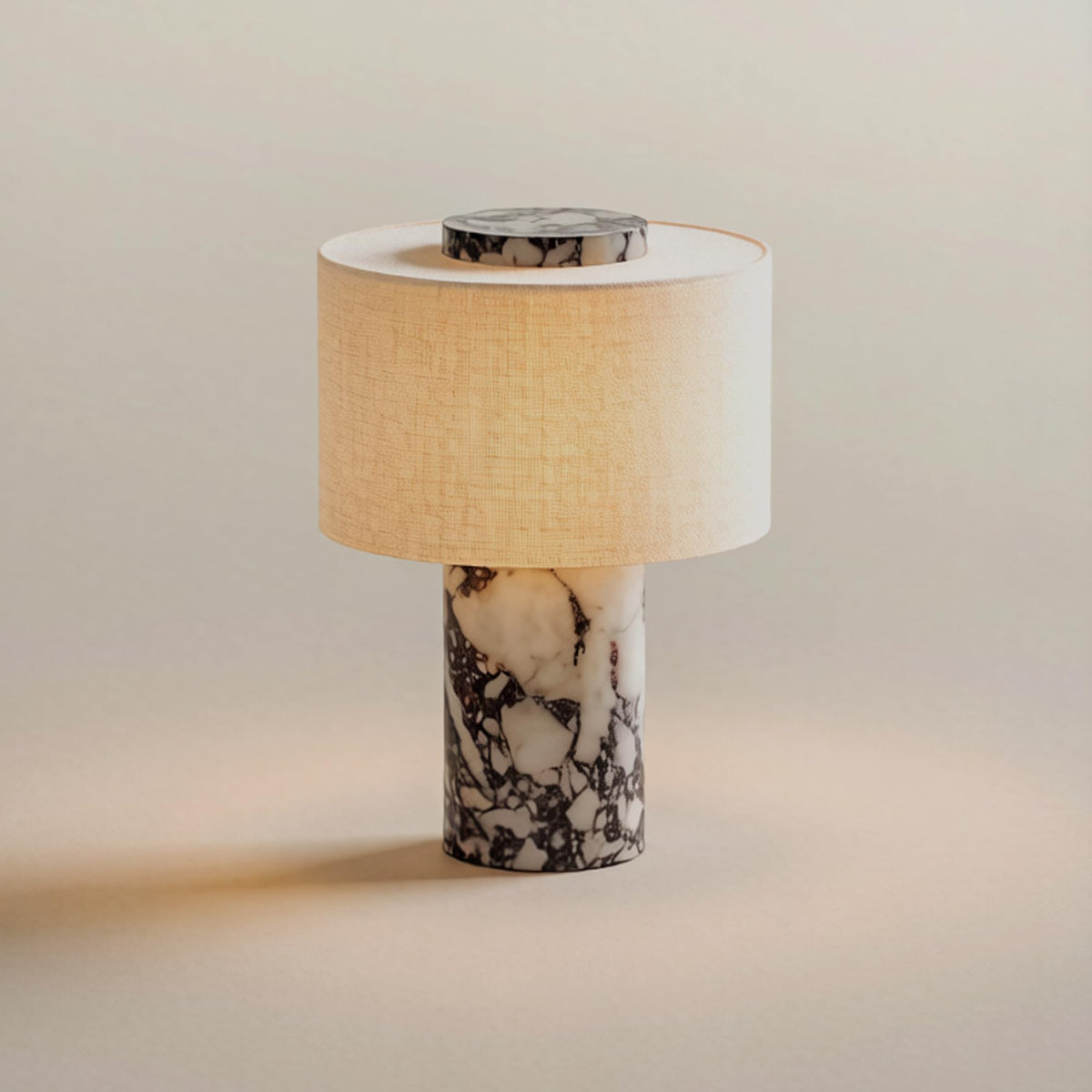 BSOD marble lamp base closeup, showcasing natural veining for a luxurious focal point.