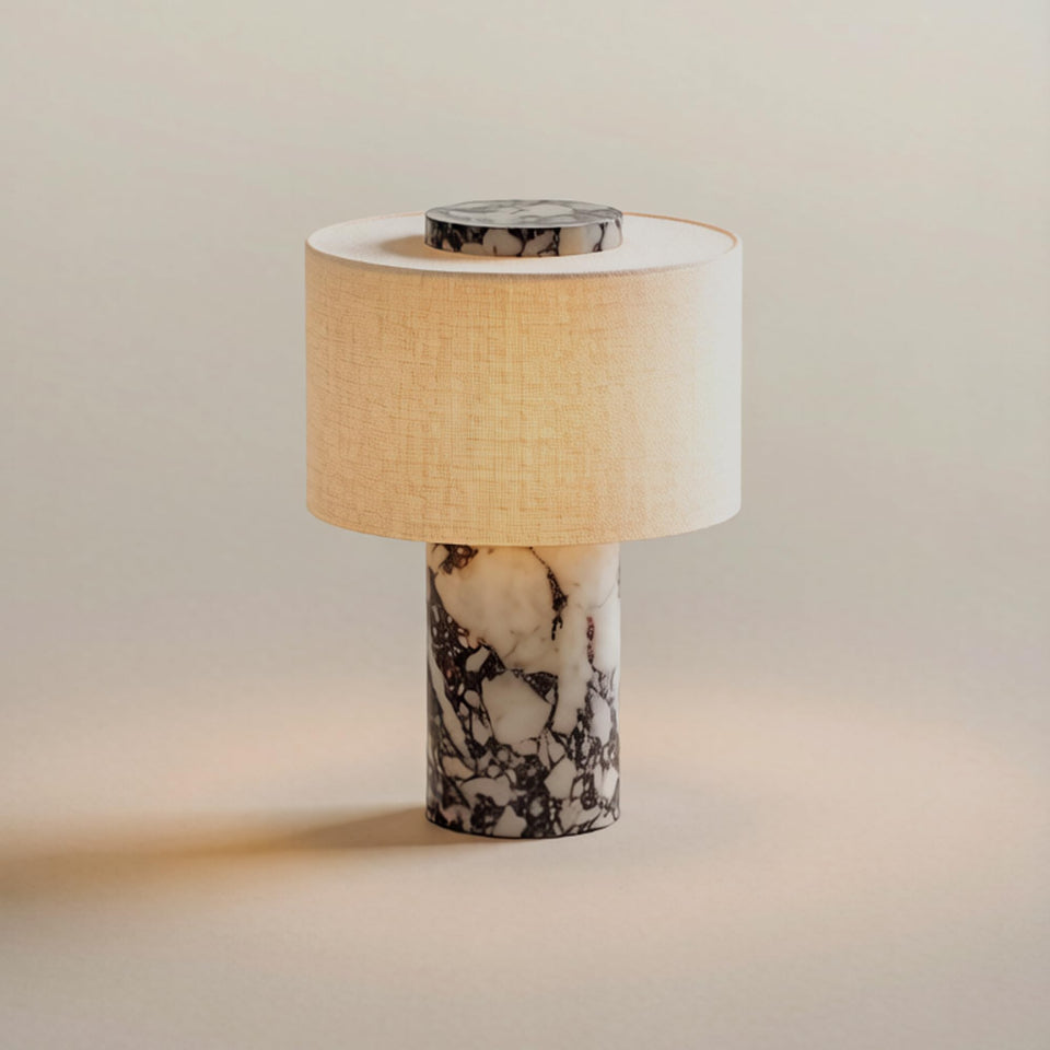 BSOD marble lamp base closeup, showcasing natural veining for a luxurious focal point.