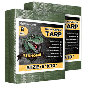BSRHOME tarp 8x10 green waterproof cover, ideal for outdoor protection.